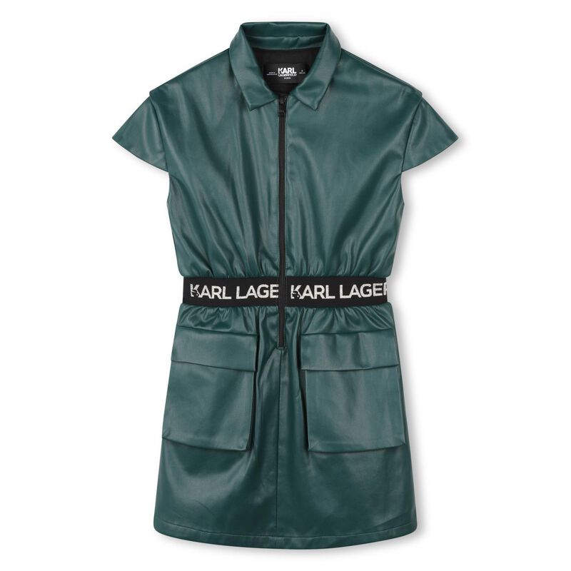 Karl Lagerfeld Faux Leather Zip-Up Dress 10Y - 16Y image number 0